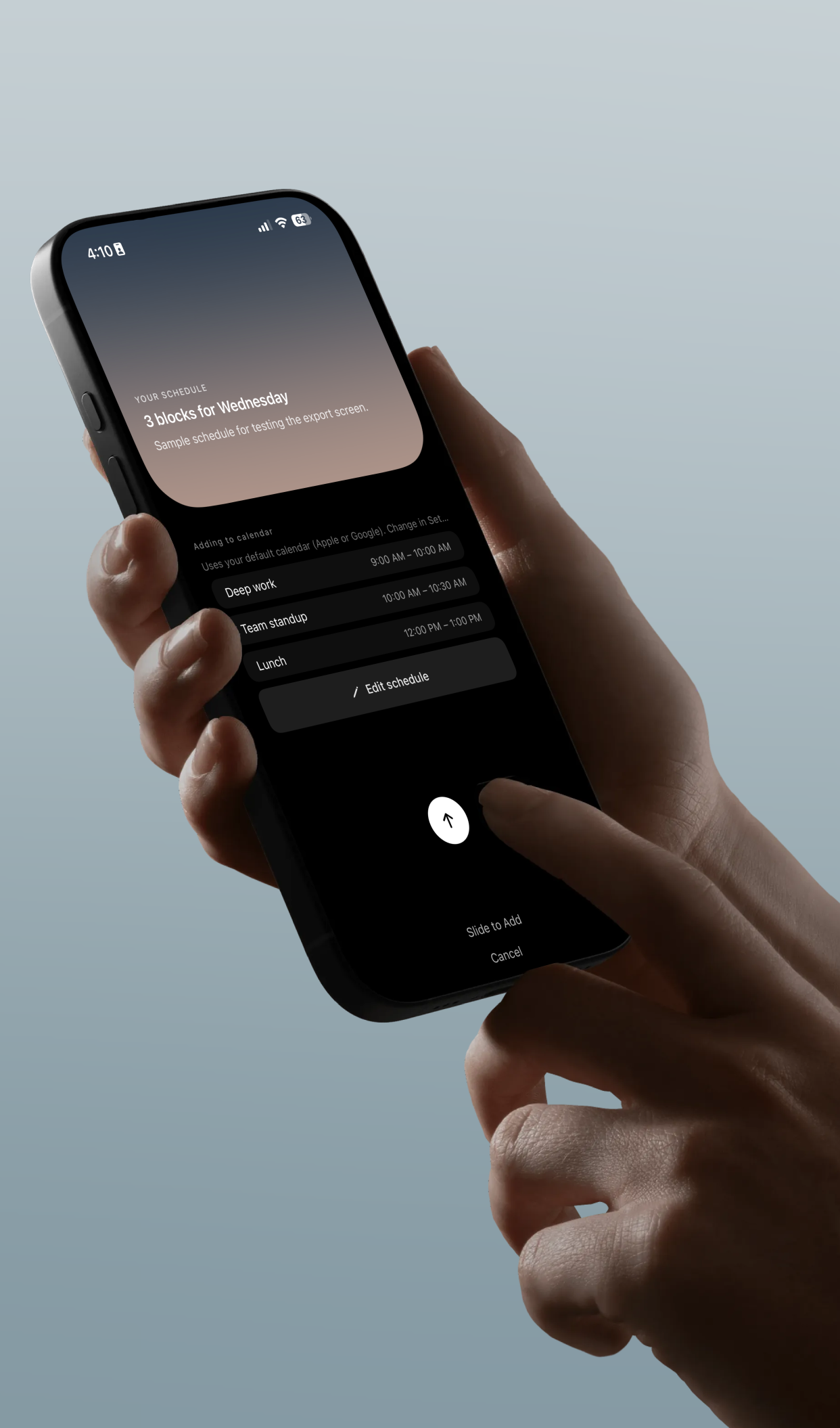 Calendar AI — one tap, synced everywhere.